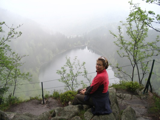 At the top of the one hike we were able to do in the region.