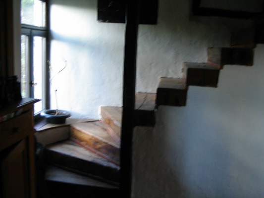 My other favorite feature of the house are these steps going upstairs, solid wood. They are very slippery tho and I have already fallen, but I still like them.