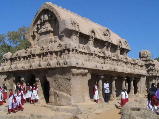 One of the five rathas, chiseled out of one stone.