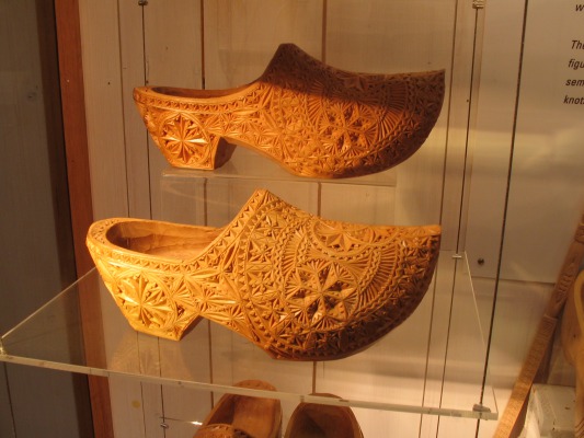 Wedding clogs. Each bridegroom in a certain part of the country traditionally carved his own.