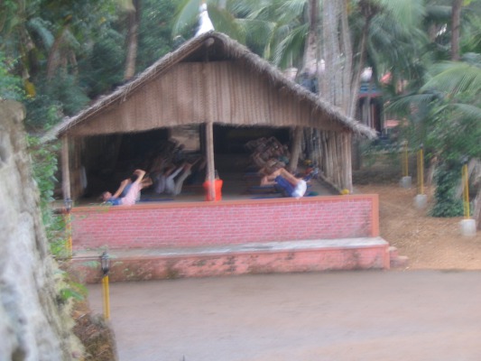 The lakeside yoga hall (a very nice lake is just to the right of the photo).