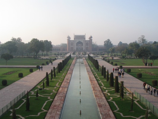 A view from the Taj over the gardens.
