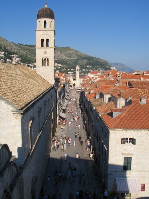 The main walkway is marble flagstones.