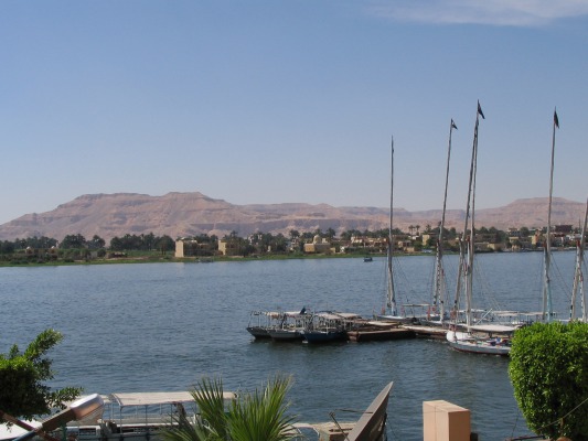 Looking across the Nile to the Valley of Kings