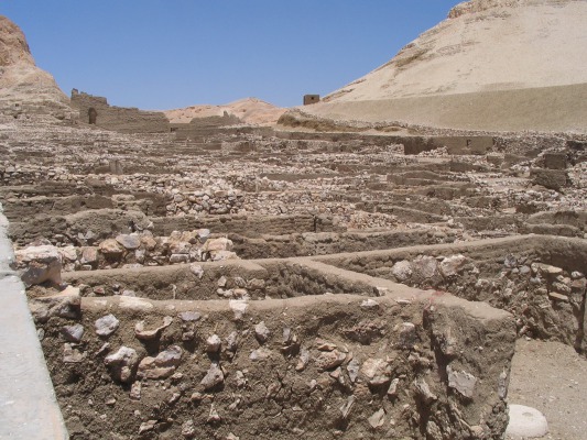 The Deir-el-Medina, or the village of the craftsmen. Later it was used as a cemetery by the Romans and a monastery by the Christians.