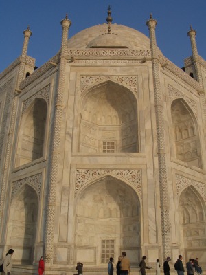 The corner of the building.